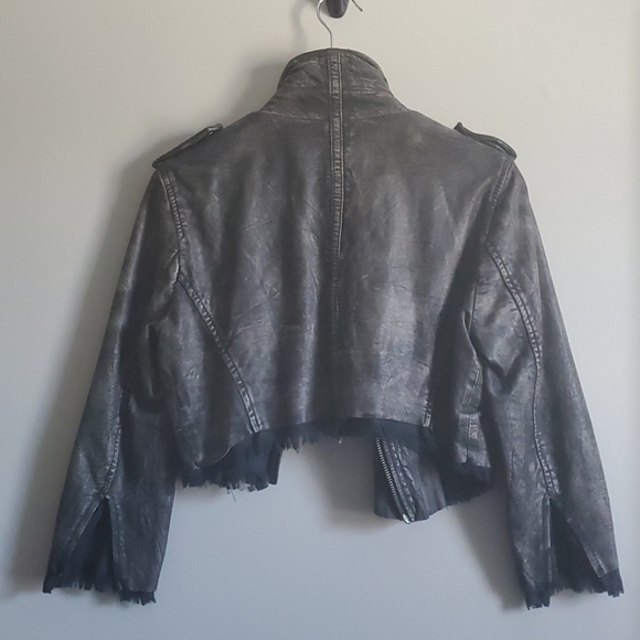 Muubaa Genuine Leather Distressed Crop Jacket Sz.6 - Picture 6 of 8